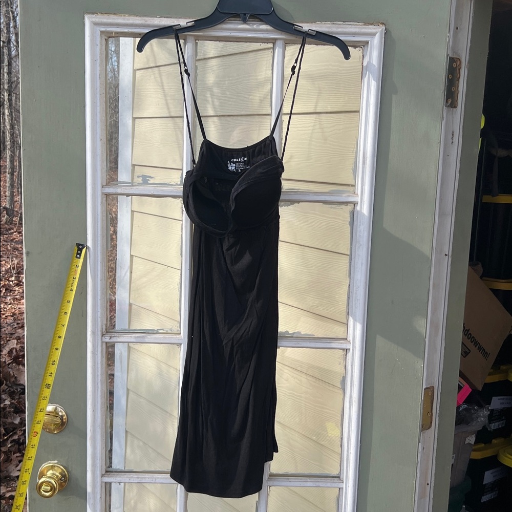 Women's "Energie" Size Large Elegant Black Strapless Dress Madonna Like Bra Look